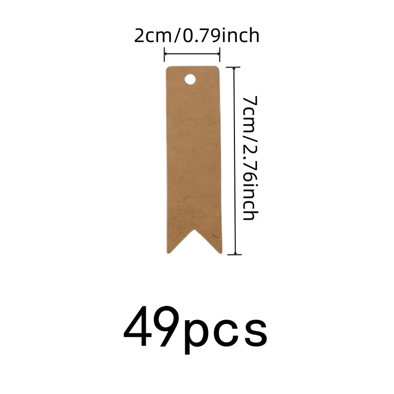49 pcs Easy to Write On White Paper Labels, great for Wedding Favor Labels, Pre-Punched Hanging Hole, Party Valentines Tags