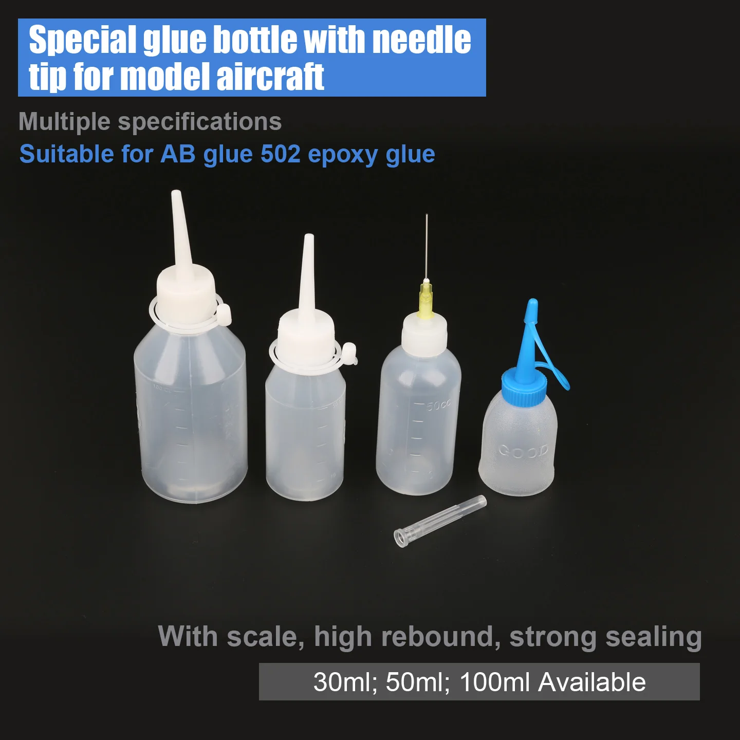 Model Tool 30ML 50ML 100ML Dispensing Bottle with Needle Glue AB Glue 502 Instant Adhesive Epoxy Glue Assistant