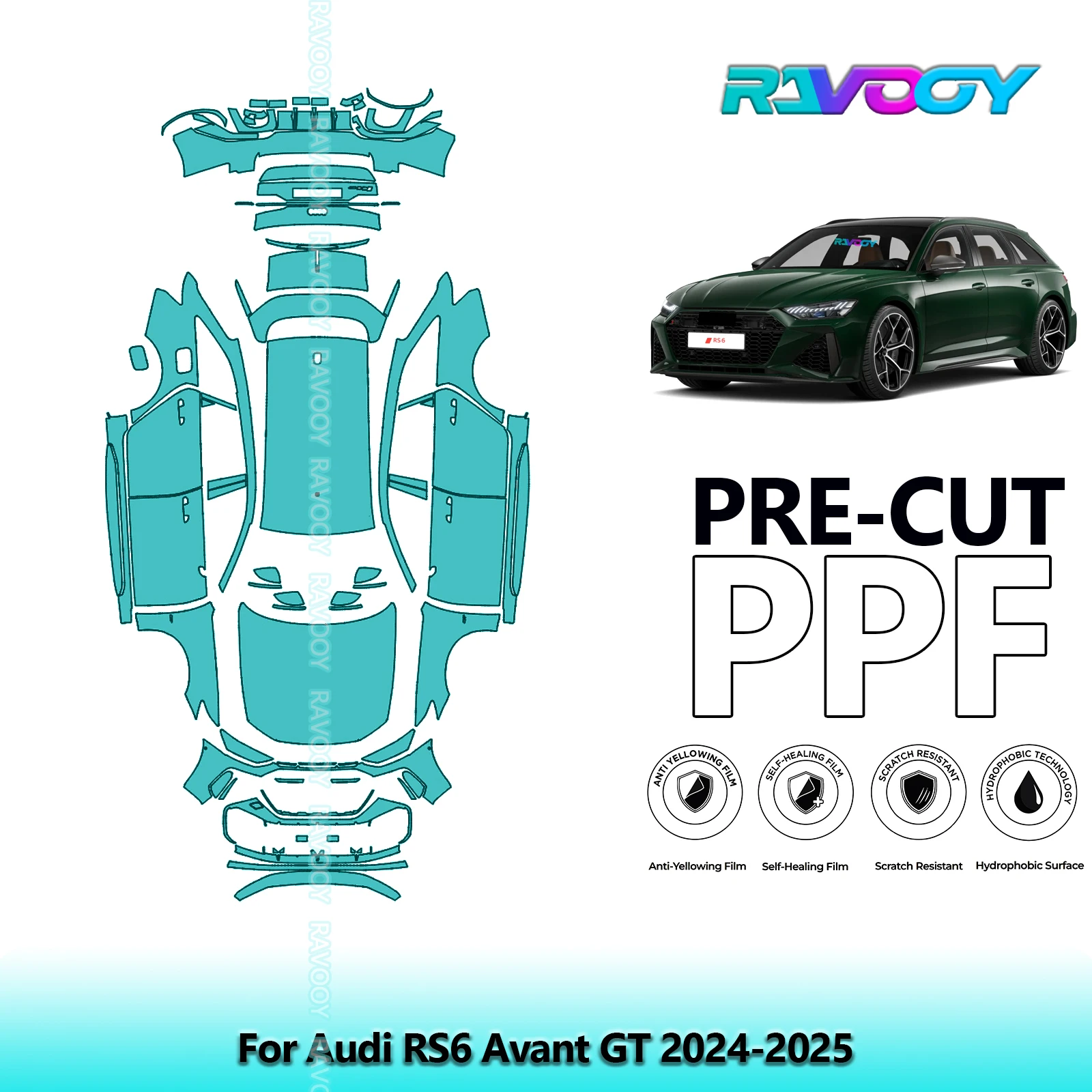 

Full Vehicle Clear Bra Precut PPF Paint Protection Film For Audi RS6 Avant GT 2024-2025
