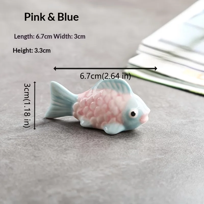 Cute goldfish chopstick holder and pen holder, hand-painted fish-shaped ornament, table decorated with small animal statues