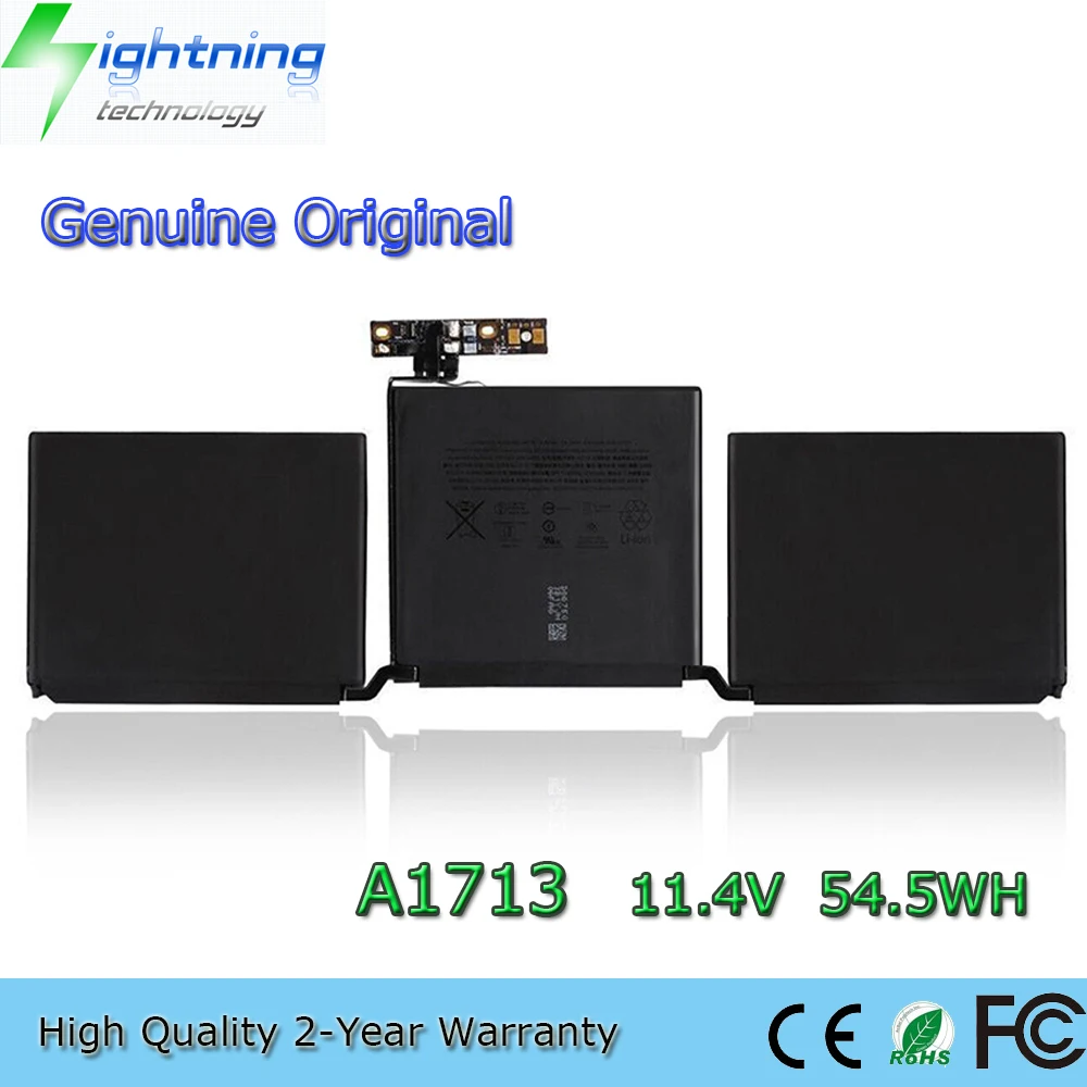 

Новинка 2025 года, оригинальный аккумулятор для ноутбука A1713, 11,4 В, 54,5 Втч для MacBook Pro 13 дюймов, A1708, конец 2016 г., середина 2017 г.