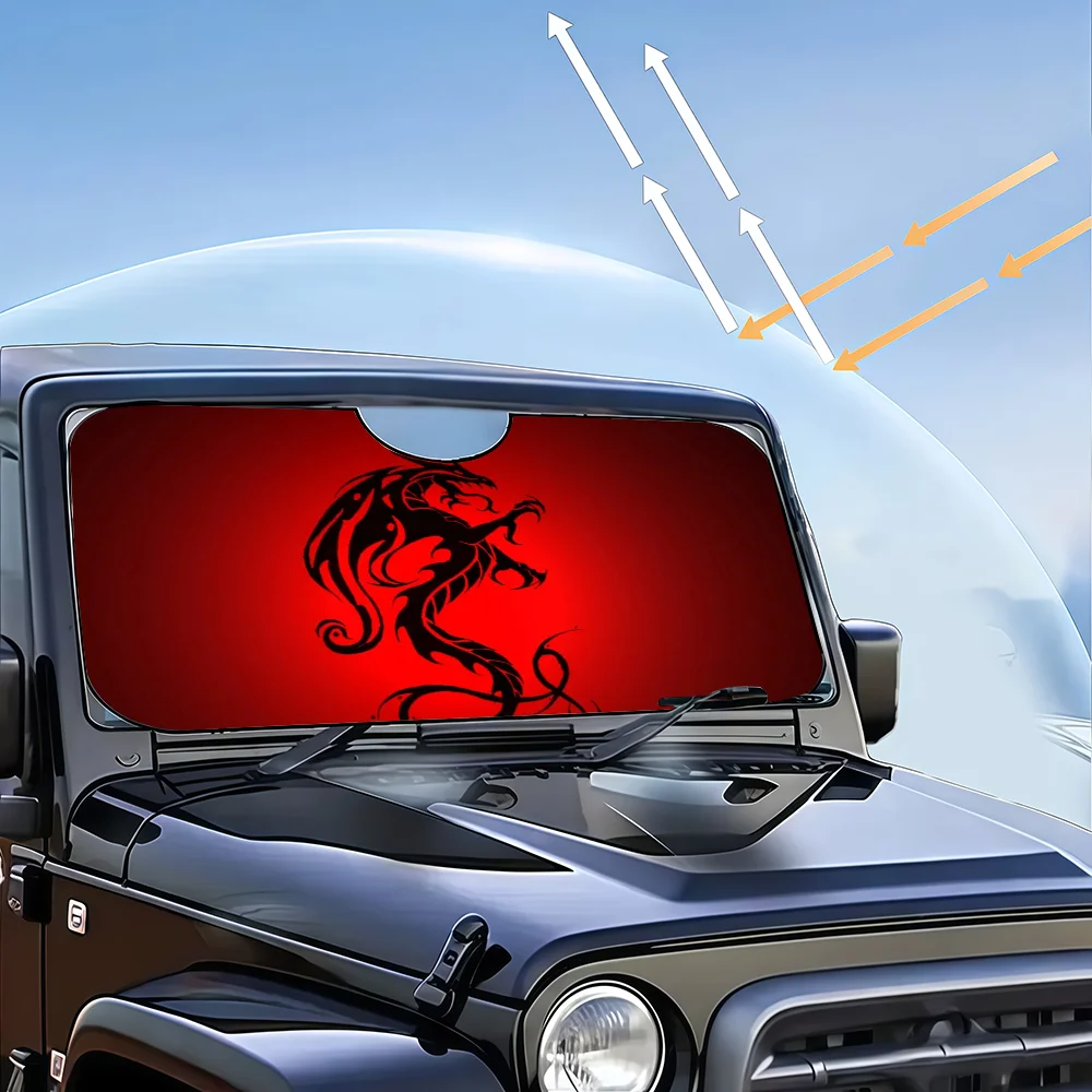 Conception esthétique Unique Dragon rouge fenêtre de voiture pare-brise couverture pare-soleil Auto pare-soleil bâches de voiture Protection solaire de voiture