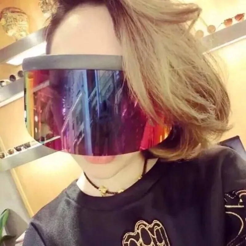 Sonnenschutz Anti-Spionage-Sonnenbrille Übergroße Maskenform Schutzbrille für Männer und Frauen Winddicht Einzellinsen-Gesichtsschutz