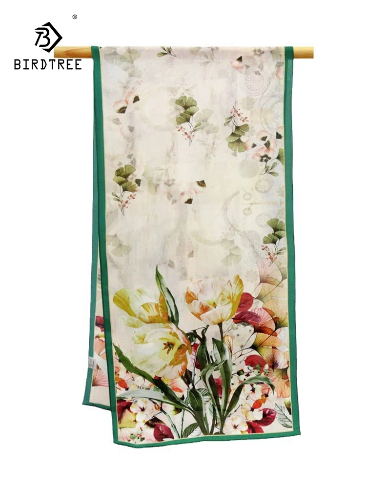 

Birdtree, 100%Real Slik Elegant Scarf, Women Tulip Painted, Mom Gifts All-match Fashion Sunscreen Shawl, 2024 Summer A458127QC