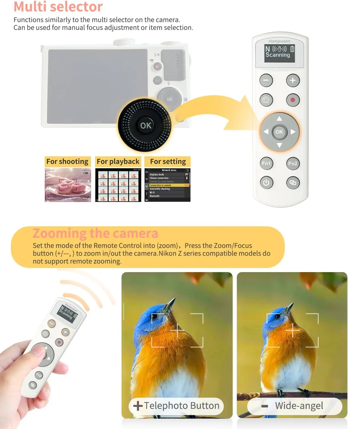 الأبيض ML-L7 USB-C اللاسلكية التحكم عن بعد مصراع الإصدار لنيكون P1100 Zfc Zf Z6II Z7II Z5 Z5II Z6III Z30 Z50 Z50II P950