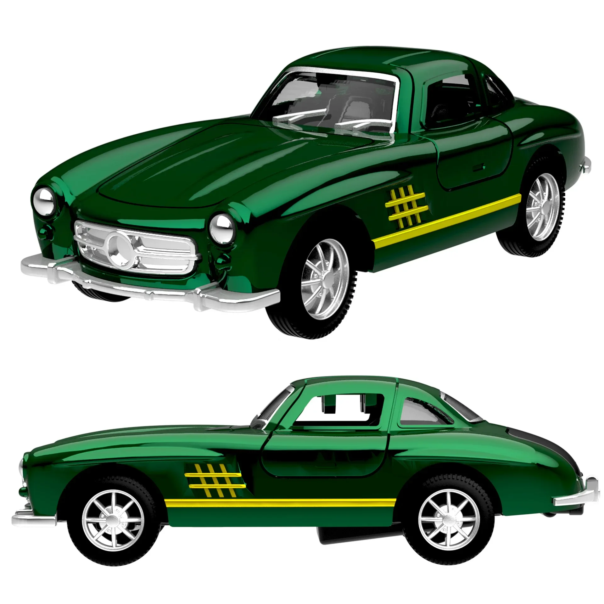 

1:36 Alloy Green For Mercedes-Benz Toy Retro Car With Rebound Inertia Children's Boy Birthday Gift Simulation kids Model
