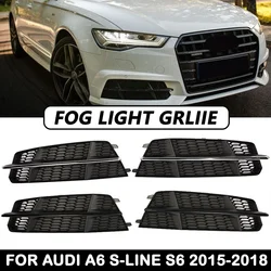 4G0807647B HONEYCOMB Front Bumper Fog light Grille Cover For Audi A6 S-Line S6 2015 2016 2017 2018 External Cars Accessories 2X