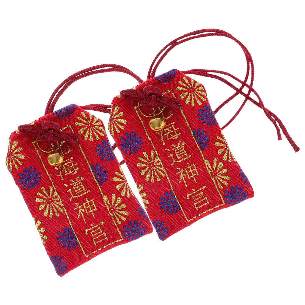 2Pcs Japanese Style Omamori Blessing Bag Handcrafted Lucky Hanging Pouch Suitable for Car Home Office Japanese Prayer Charm