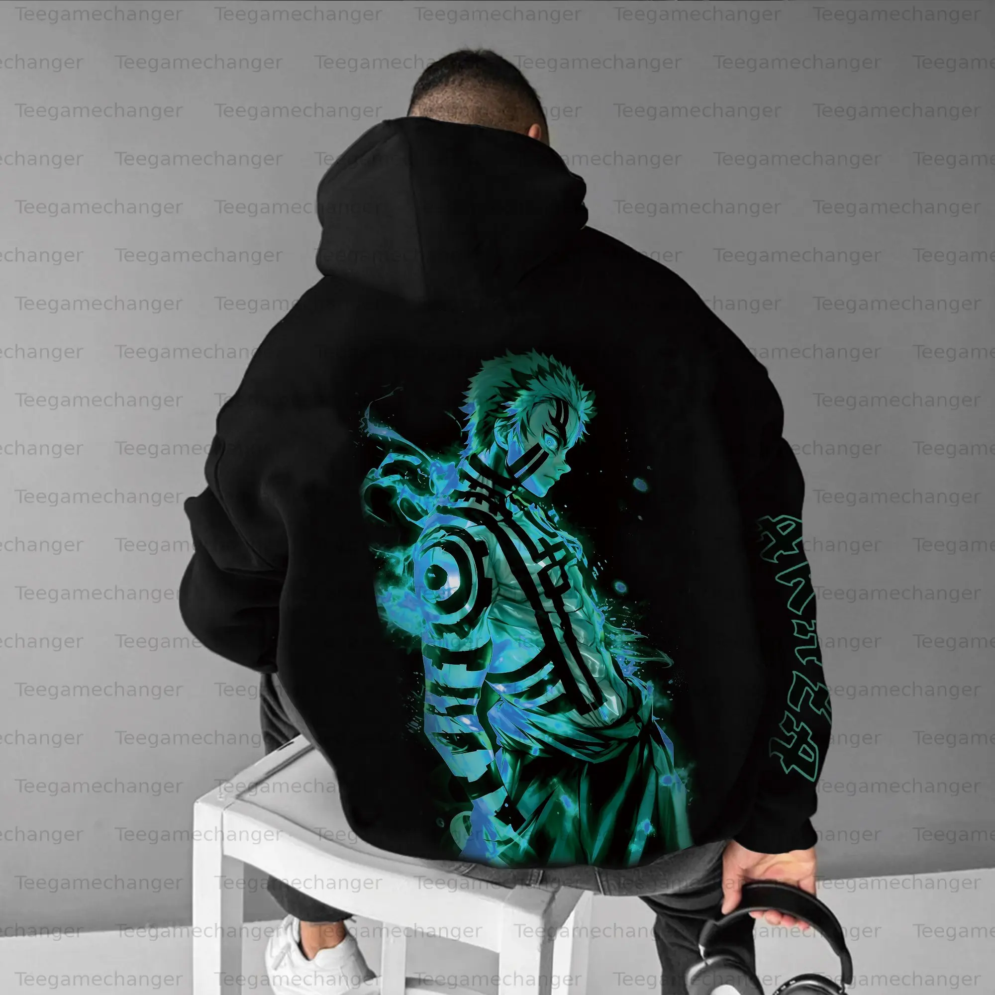 شيطان القاتل غطاء رأس أسود الرجال النساء 2025 الشتاء القطن البلوز Tokitou Muichirou شخصية تصميم أسود Haori الأخضر السيف #3