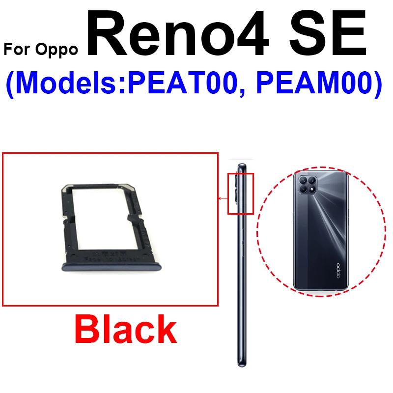 SIM Card Tray For OPPO Reno Reno 4 5G Reno 4 Pro 5G Reno 4SE Reno 4 Z 5G SIM Card Socket Card Reader Holder Slot Repair Parts