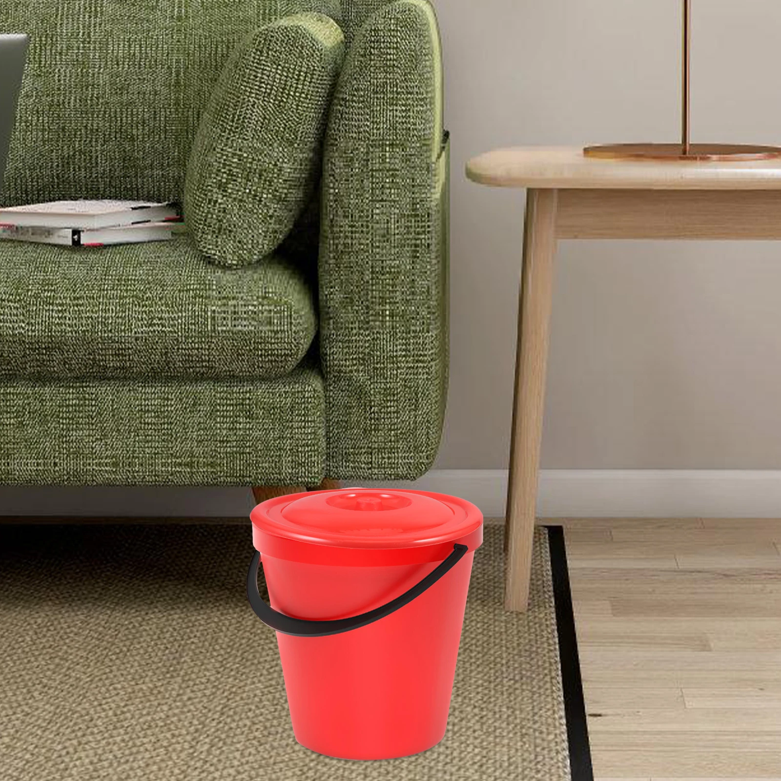 

Plastic Bucket for Waste Bin Trash Can Garbage Cover Red Waste Bin Cover Round Lightweight Home Office Use