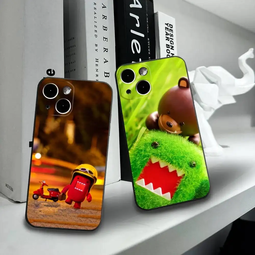 

Cute Domo-kun Phone Case For iPhone16,15,14,13,12 Mini 11 Pro XR,X,XS,MAX 7,8 Plus Silicone Cover Soft Black