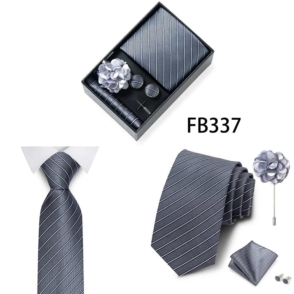 Luxuriöse Mode-Geschenkbox für Herren, 8 cm, Krawatten-Sets, Krawatte, Taschentuch, Manschettenknöpfe, Clip-Brosche-Set, goldener Druck, passend für Hochzeit – Detail 20