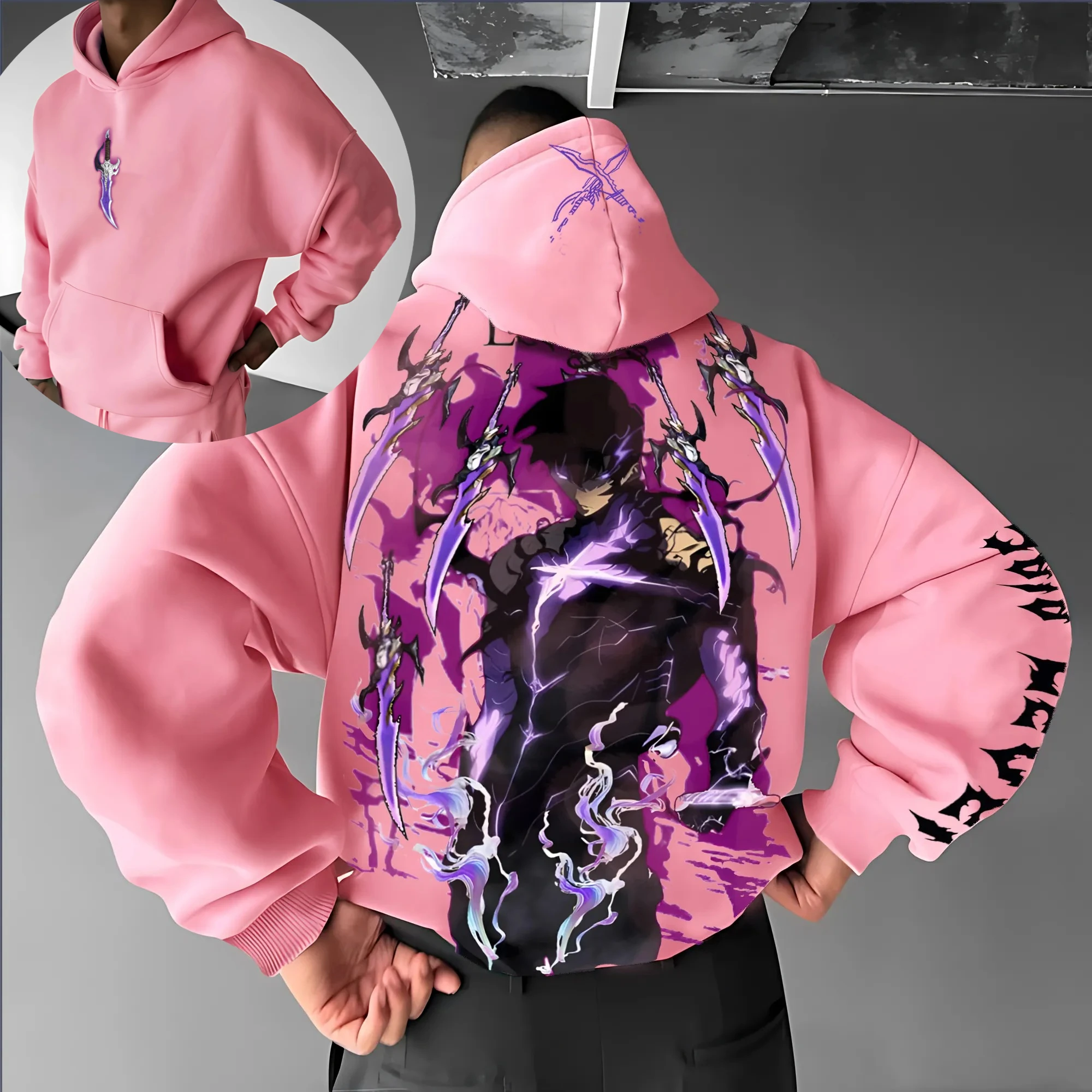 

Solo Leveling Parent-child Clothing Autumn and Winter Japanese Hotblooded Animation Classic Character Hoodie Men's and Women's