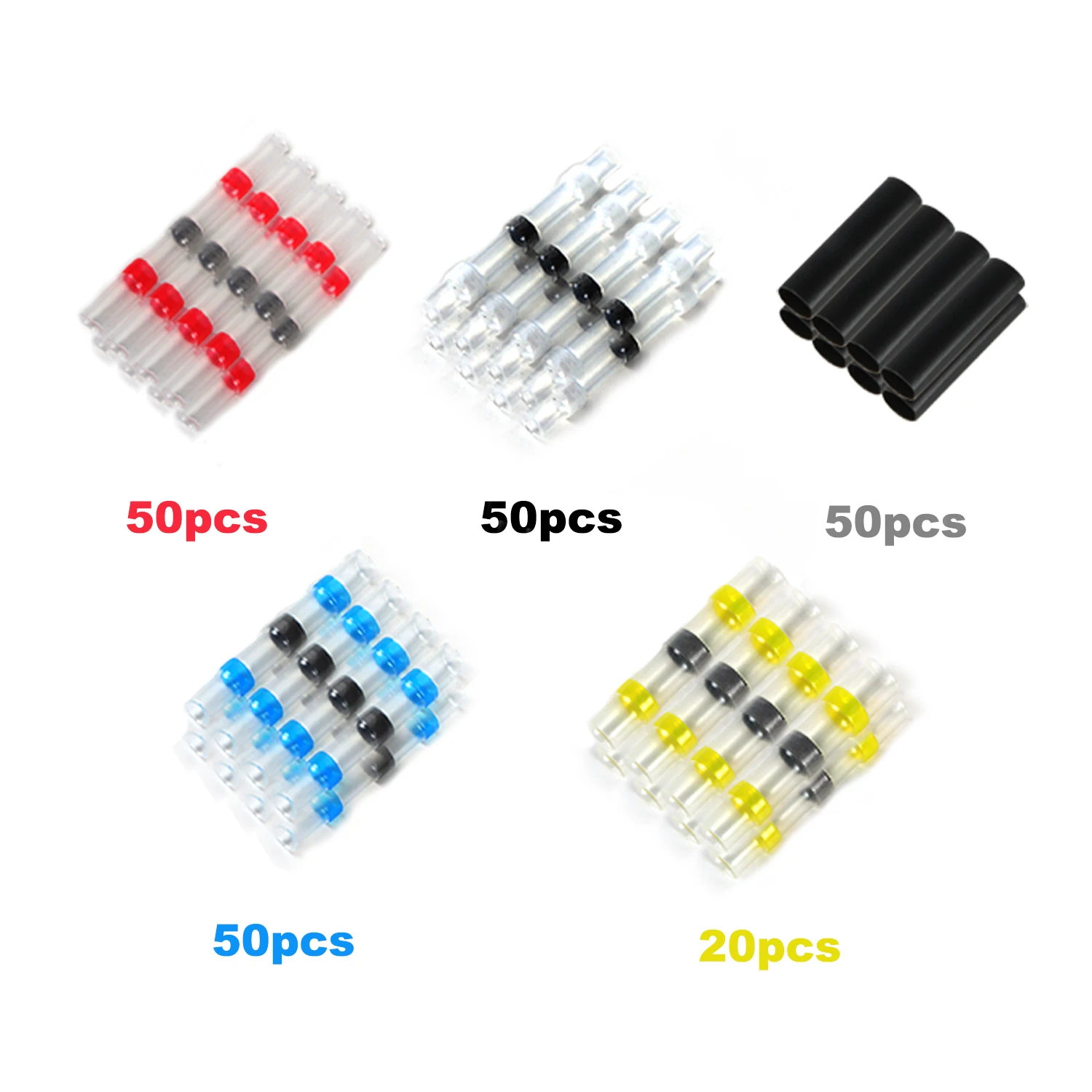 500PCS Waterproof Heat Shrink Butt Terminals Solder Seal Sleeve Wire Connectors