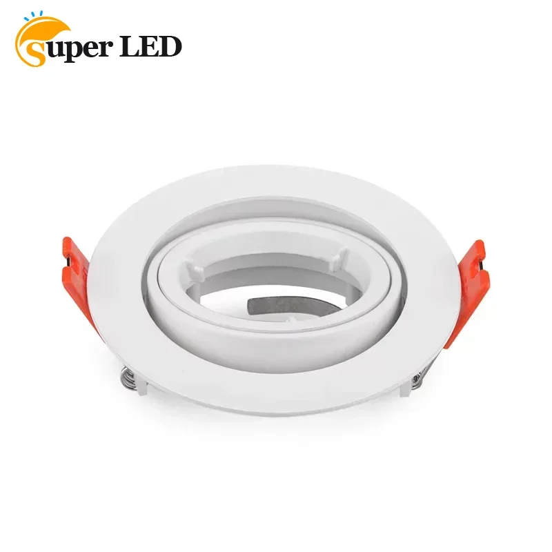 Spot Lumineux Rond MR16 en Nickel Satiné, Blanc/Noir, Anneau de Face GU10, Coupelle de Lampe, Boîtier de Plafonnier Intégré