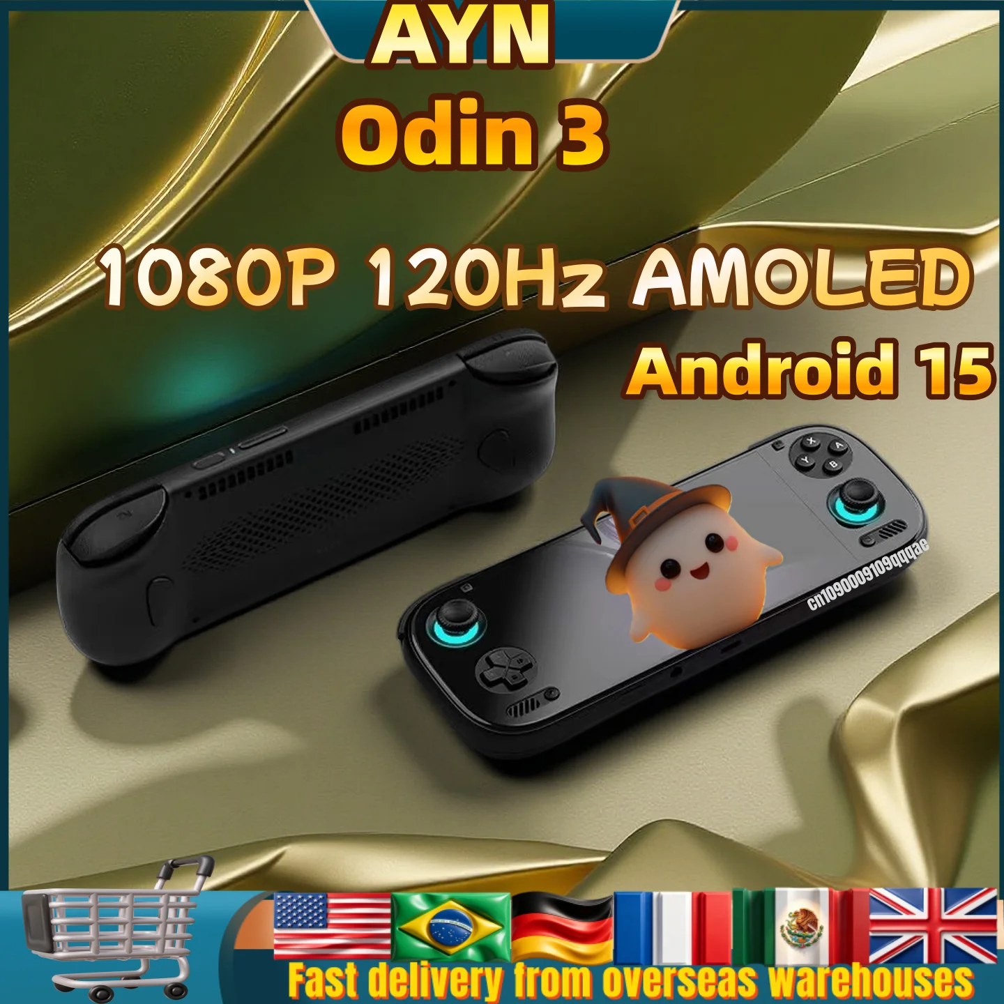 Console de Jogo AYN Odin 3 com Tela AMOLED de 6'' 1080P 120Hz, Portátil com Joystick de Efeito Hall de 8000mAh, Console de Jogo Portátil PSP PS2