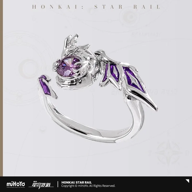 [Genuine] Game Honkai Star Rail Polyxia Pollux Dragon Themed Impression Ring Anime Cosplay Metal Accessories Jewelry Xmas Gifts - Image 4