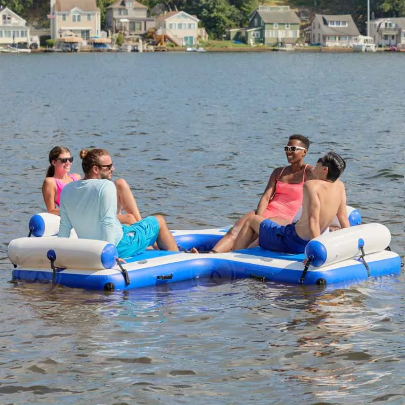 Family Water Leisure Party Platform Inflatable     Dock Floating Island Dock Inflatable Pillows