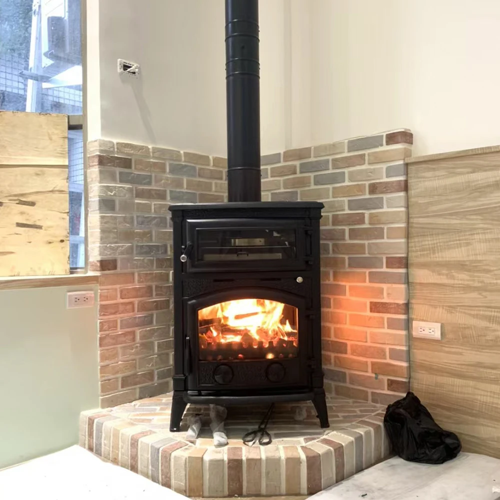 Hot Model Wood or Coal Burning Pellet Stoves with Oven Matt Black Contemporary Design for Outdoor Use
