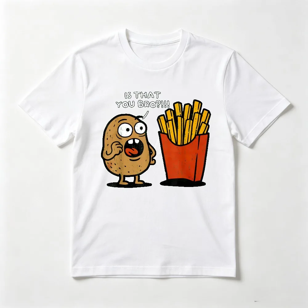 Is That You Bro Potato Funny Fries Vegetable Meme T-Shirt Short Sleeve Casual Fashion Loose Harajuku Man Women Clothing