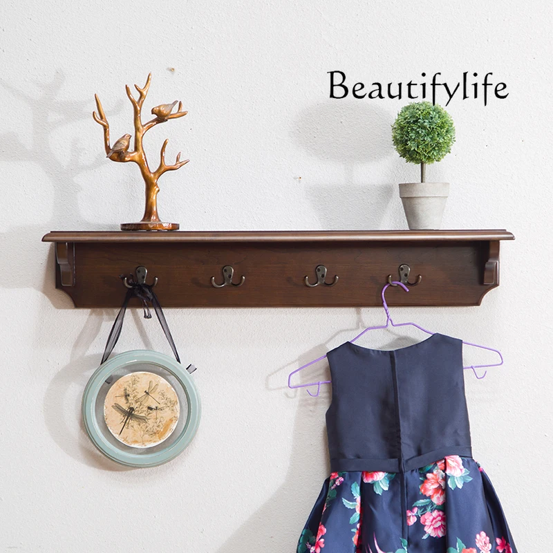 American retro solid wood hanger hook coat rack creative wall hanger cherry wood water-based paint furniture