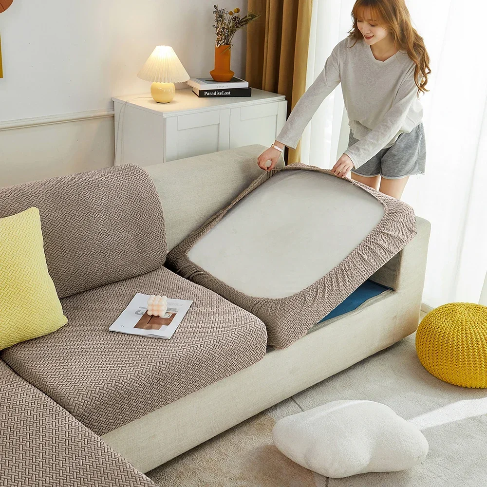 ARMFAVER Jacquard Sofa Seat Cushion Cover Stretch Thicken Sofa Cover for Living Room L Shape Corner Armchair Sofa Slipcovers