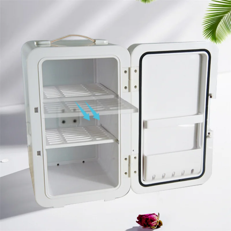 Mini geladeira elétrica com luz led espelho 6l beleza maquiagem geladeira tela sensível ao toque portátil geladeira cosmética 220v 28w