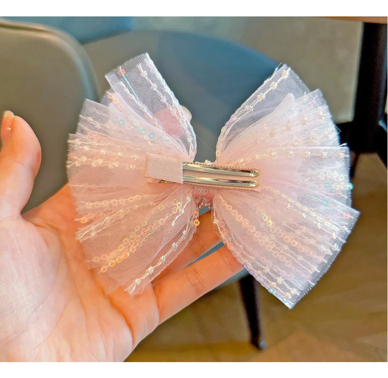 1PC New Lovely Princess Angel Wing Sequin Bow Girl Hairpins Children Headwear Hairgrips Hair Clips Barrettes Hair Accessories