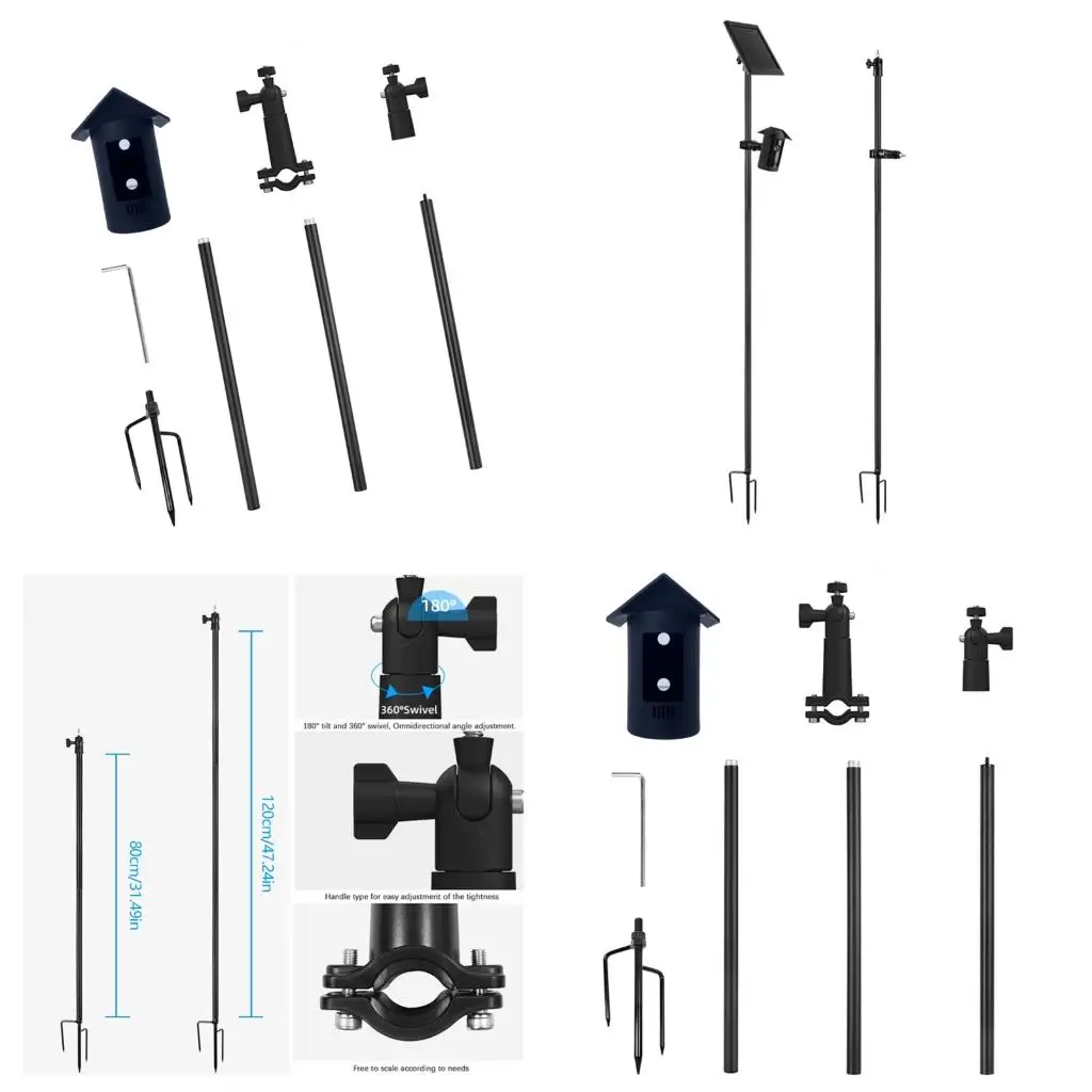  Metal Ground Spikes Stand For Battery Powered Surveillances Cameras Rotatable