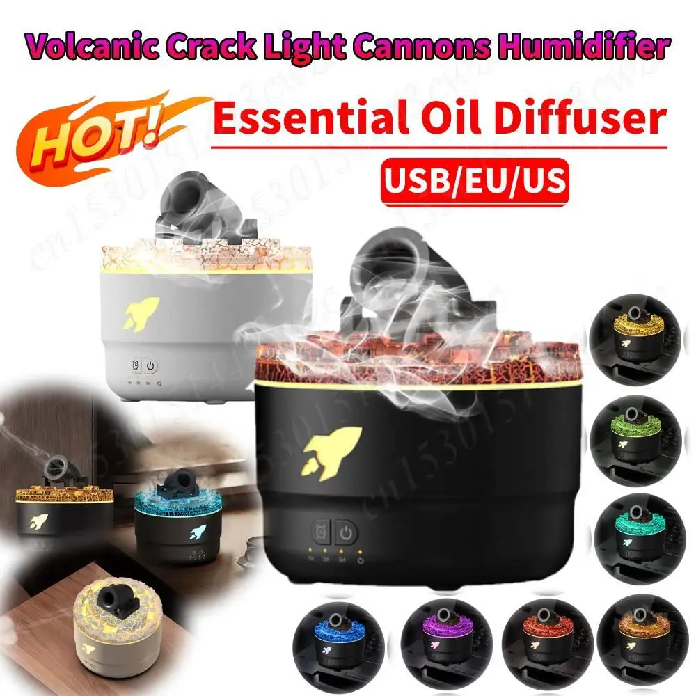 Volcanic Crack Light Cannons Humidifier Aromatherapy Essential Oil Diffuser with Timer Cannon Blast Aroma Humidifier for Home