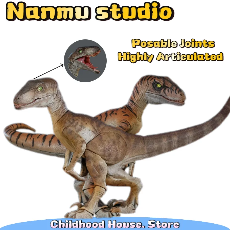 

Nanmu Studio Jurassic Velociraptor Articulated Model with Chasing Eyes, Lifelike Raptor Statue, Collectible Toy for Dino Fans