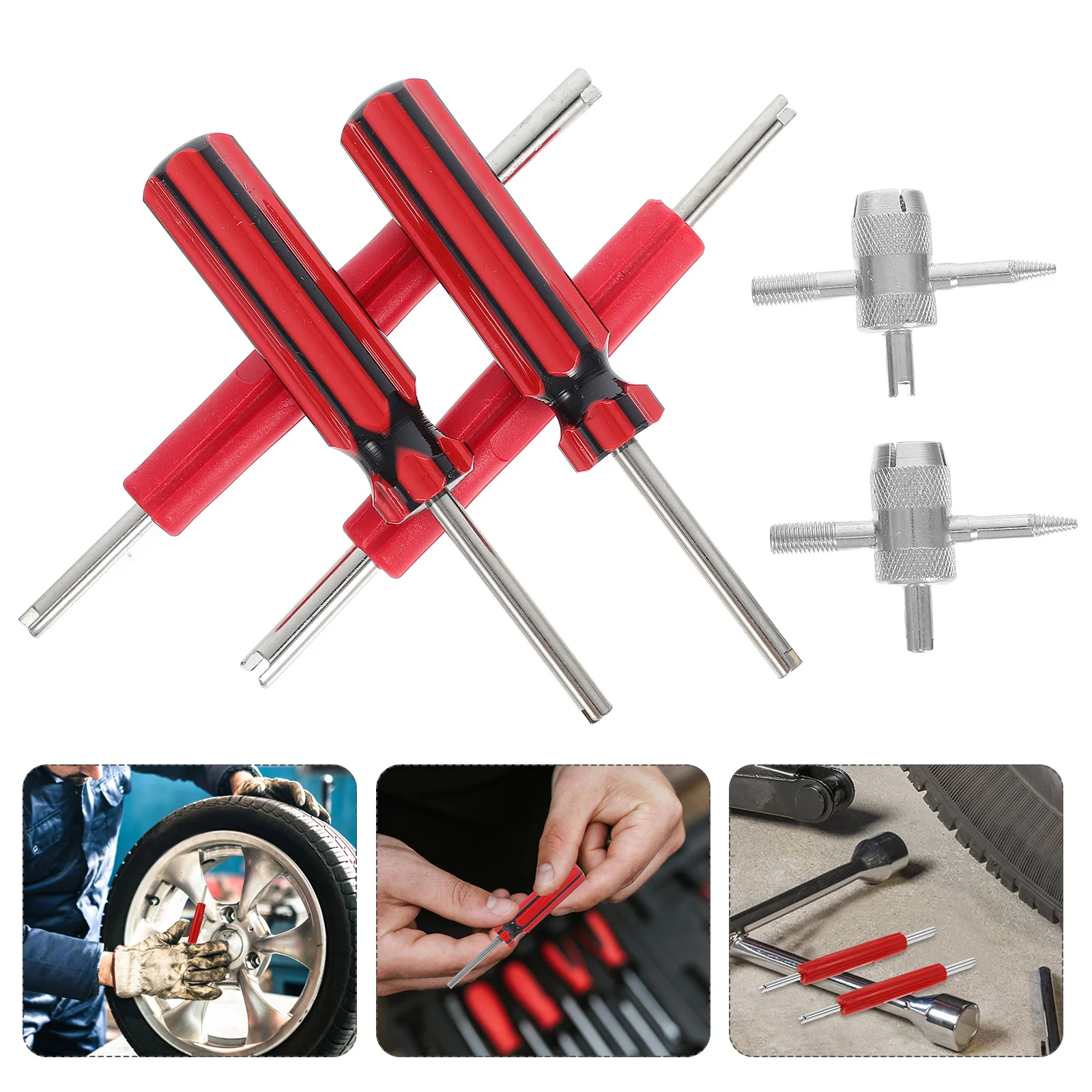 

6Pcs Tire Valve Core Removal Tool Set Ergonomic Handle Valve Stem Installer Quick Repair Kit for Car Bike Motorcycle