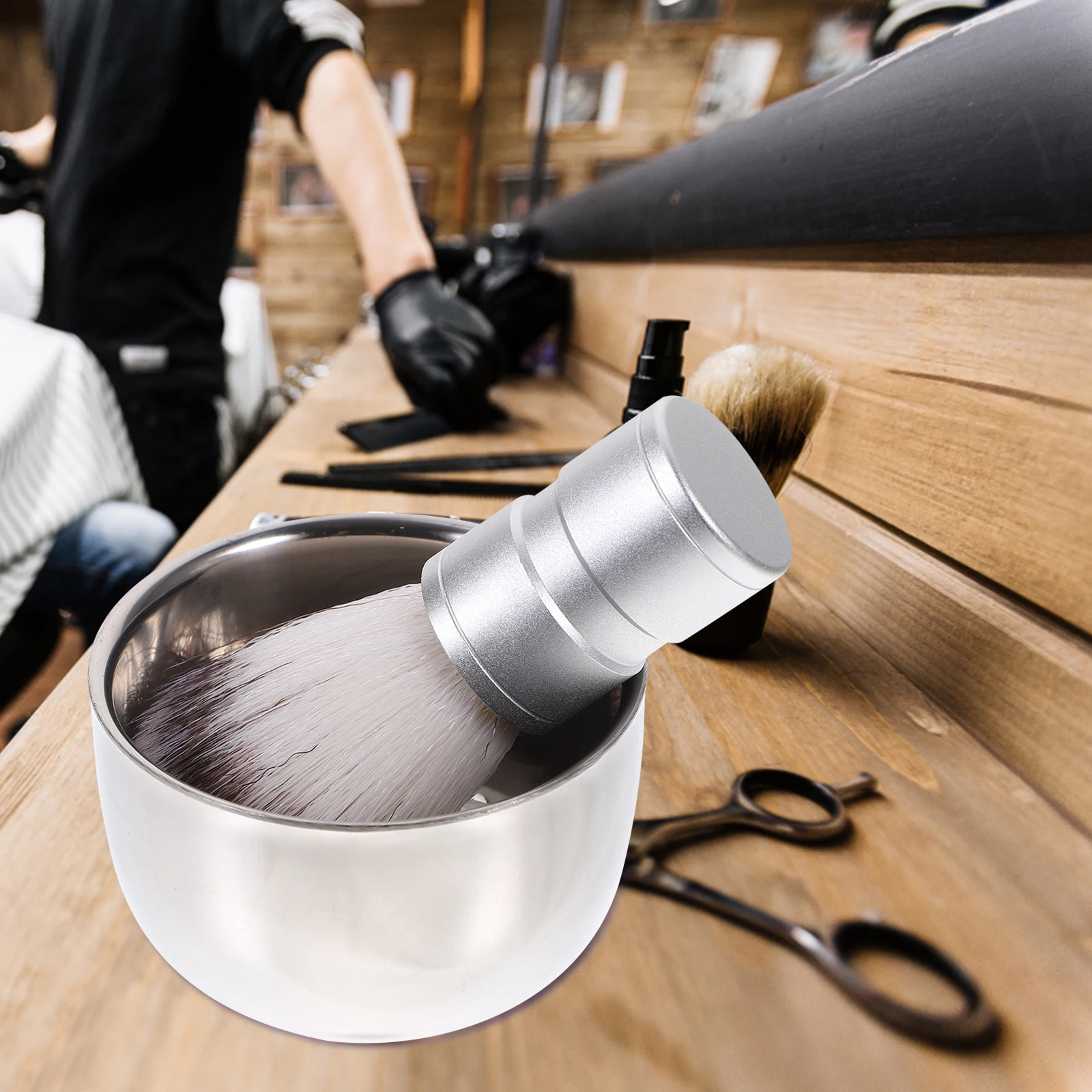 

Stainless Steel Shaving Bowl Brush Set for Men Heat Insulation Mug Nylon Hair Shave Brush Beard Softener Lather Distributor