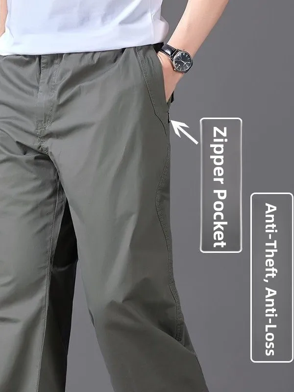 

Men's Casual Cotton Pants Loose Straight Leg Thin Summer Workwear Trousers Durable Muddy Resistant Large Size Youth Fashion