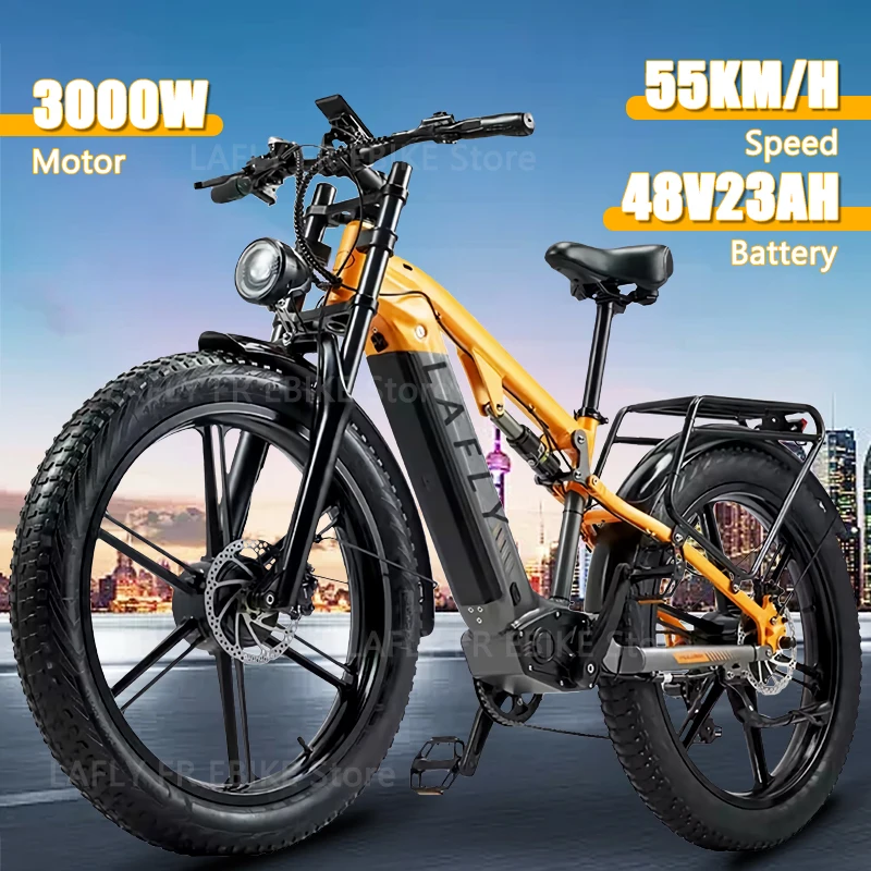 2024 New LAFLY-X800 3000W 48V 23AH 26 Inch 4.0 Fat Tyre Off-road Electric Bike Men's Mountain Ebike Snowmobile Electric Bike