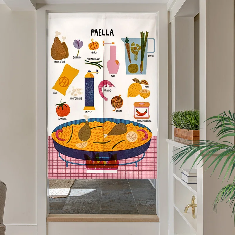 Painted cuisine changing room Curtain Privacy Partition Doorway Curtains Kitchen Entrance Noren Linen Hanging Half-curtain