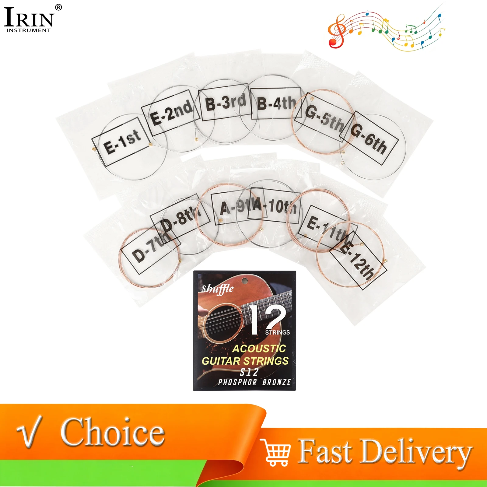 IRIN Folk Acoustic Guitar Strings Set of six Coated Phosphorus and Bronze String Anti-rust Accessories Acoustic Guitar Strings