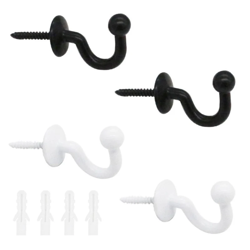 Alloy Hooks for Hanging Wall Hanger Hook with Screw Black White Colors Available Belt/tie Hanger Organizer Kitchen Accessories