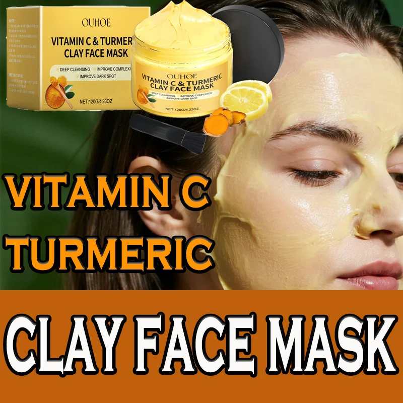 

Turmeric VitaminC Clay Mask Deep Cleansing Facial Improves Dark Spots Hydrating Skin Care Tightens Skin Glowing Skin