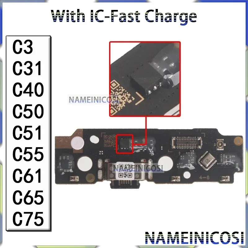 

Usb Charging Dock PCB Board Flex Ports Module Charger Connector for Xiaomi Poco C31 C40 C50 C3 C51 C65 C75 C55 C61