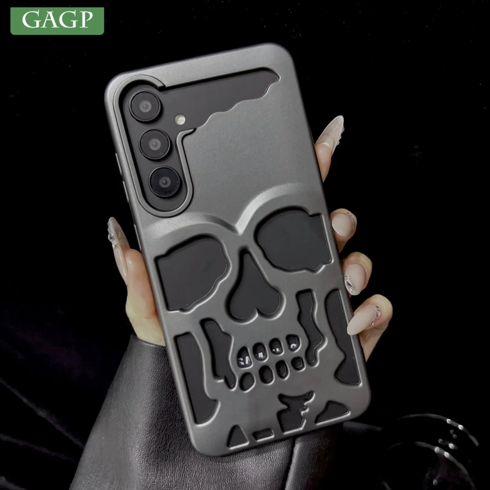 S24 Case Cool 3D Hollow Skull Callous Case for Samsung Galaxy S24 Ultra S23 Plus Ghostface Heat Dissipation PC Shockproof Cover