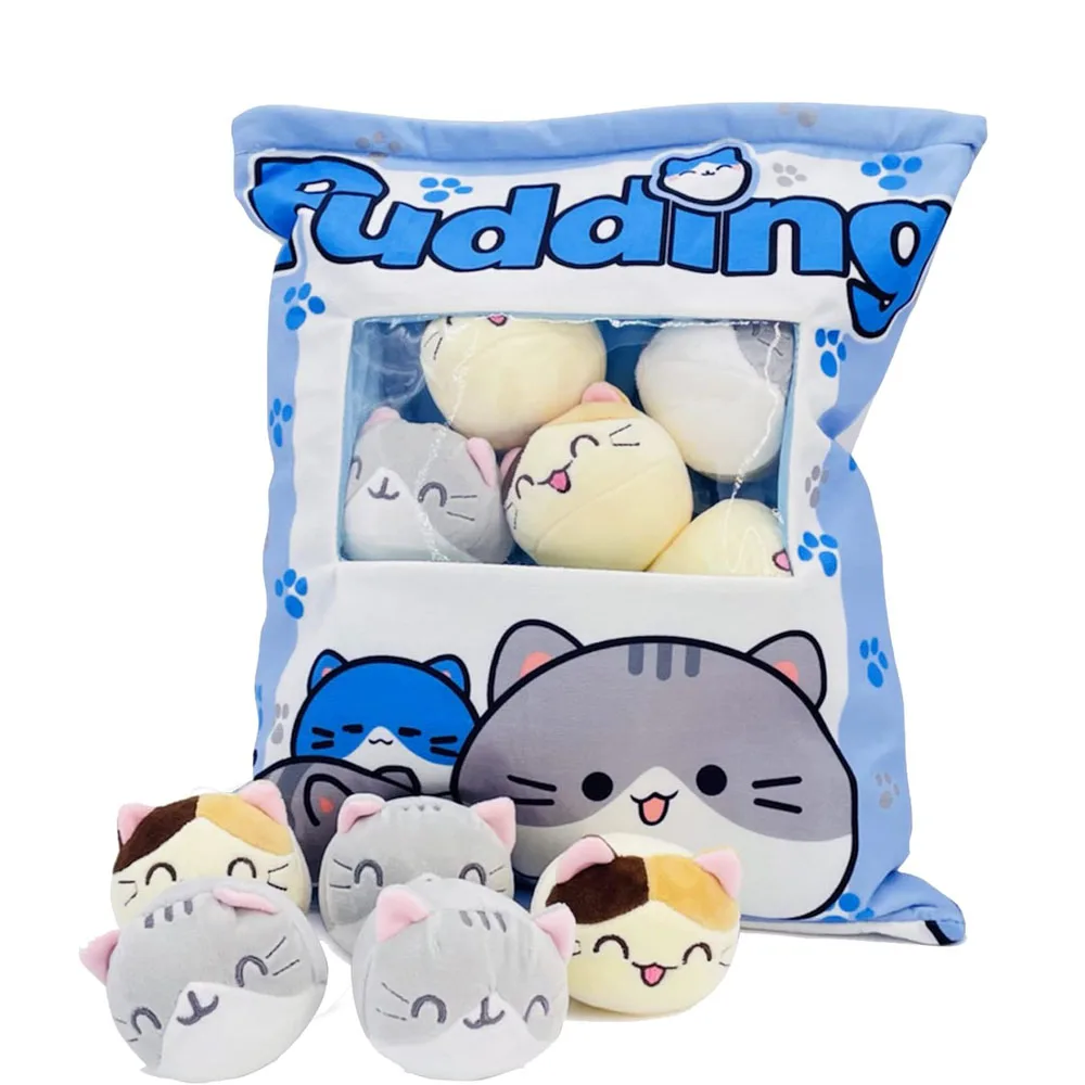 Cartoon Ramen Puff Cookie Bag Bubble Tea Plush Pillow Stuffed Kawaii Animals Axolotl Yellow Duck Bat Bunny Small Balls Candy Bag