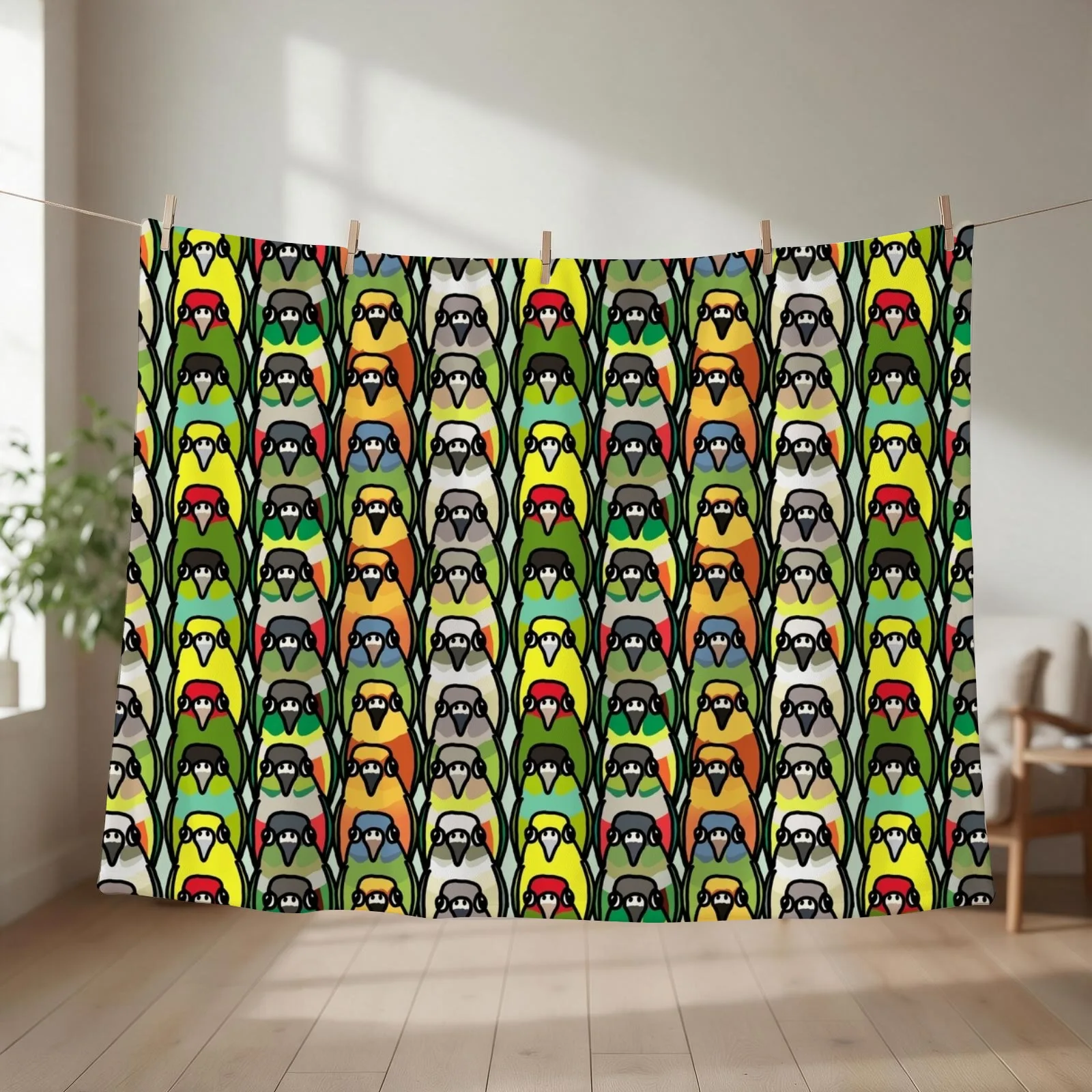 Conure pattern Throw Blanket couch cozy soft plush fuzzy picnic outdoor blanket
