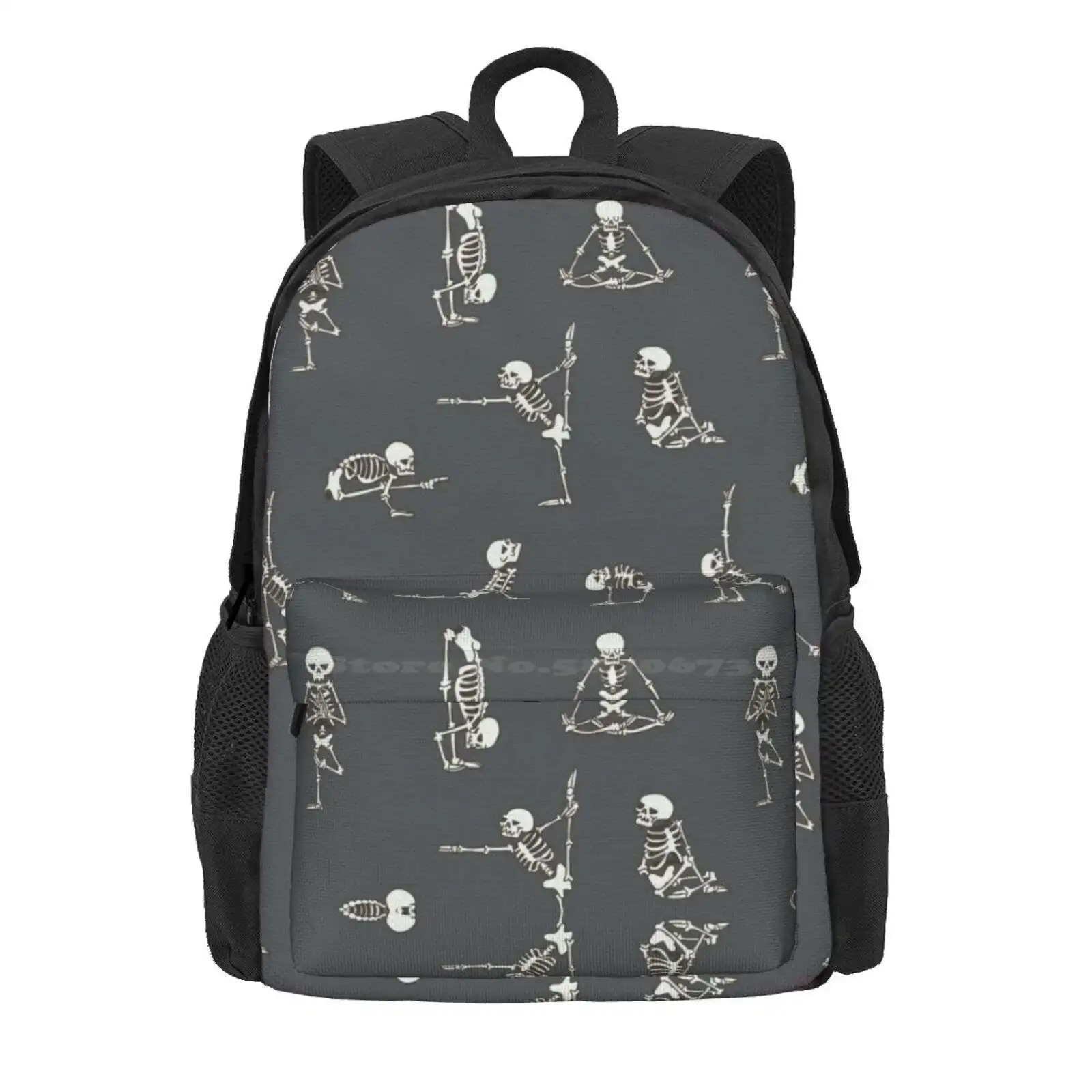 Skeleton Yoga Gray Hot Sale Schoolbag Backpack Fashion Bags Skeleton Yoga Horror Halloween