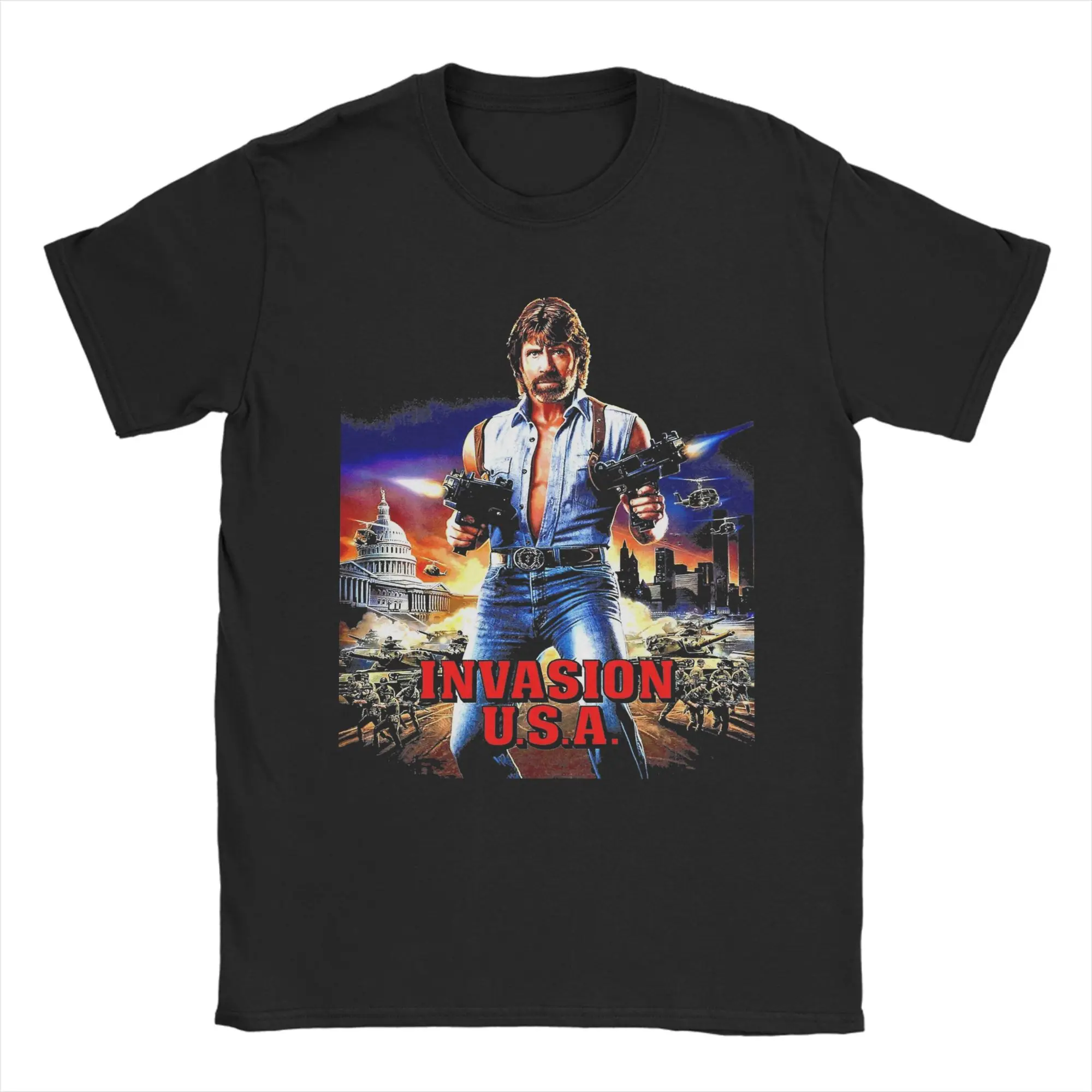 Men T Shirt Invasion USA Active T Shirts Hip Hop  Summer Tees Y2K Funny Cotton Clothing Plus Size 6XL