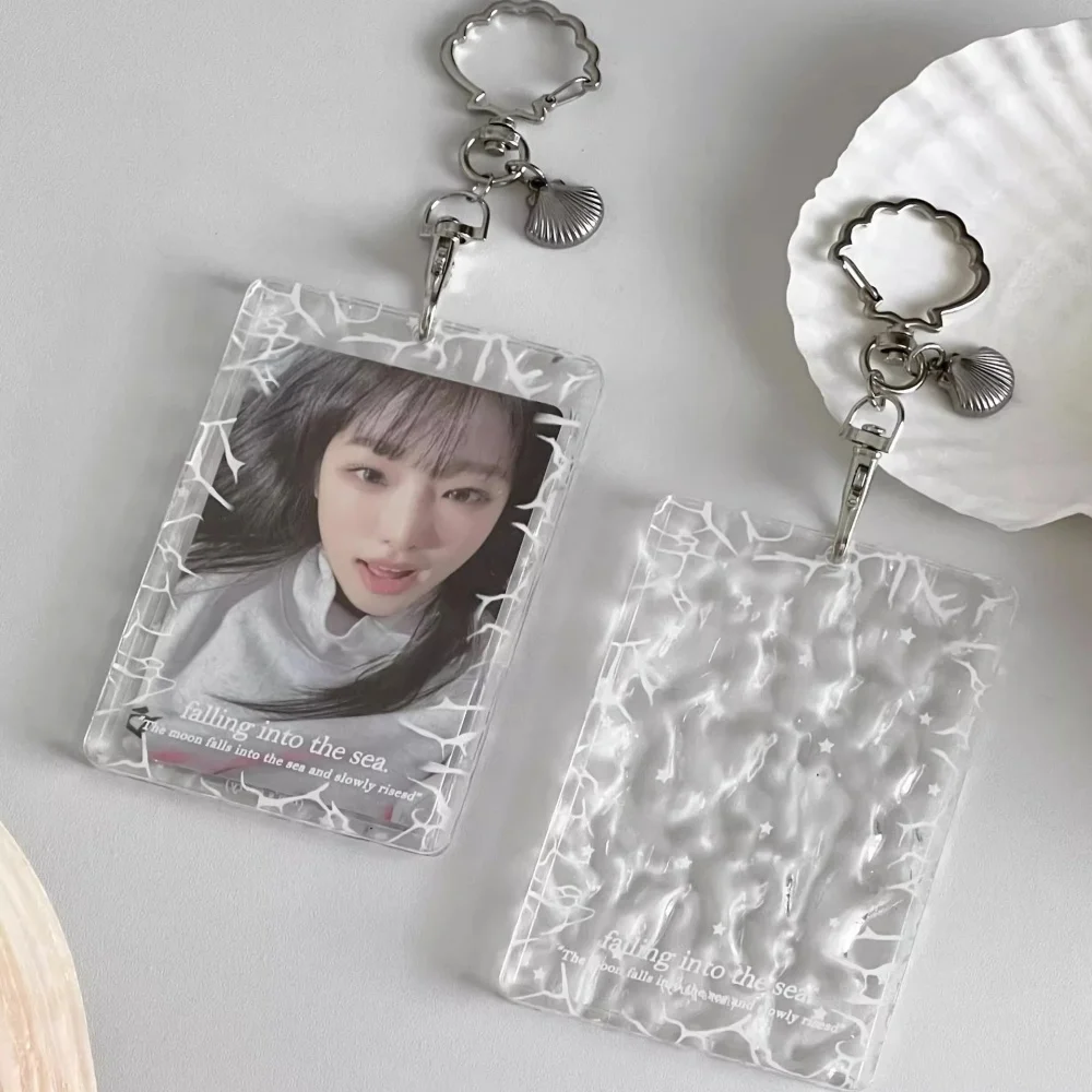 Heart Glitter Acrylic Keychain 3-Inch Idol Photcards Polaroid Photo Protective Sleeves Kawaii Bag Pendant Photocard Card Holder