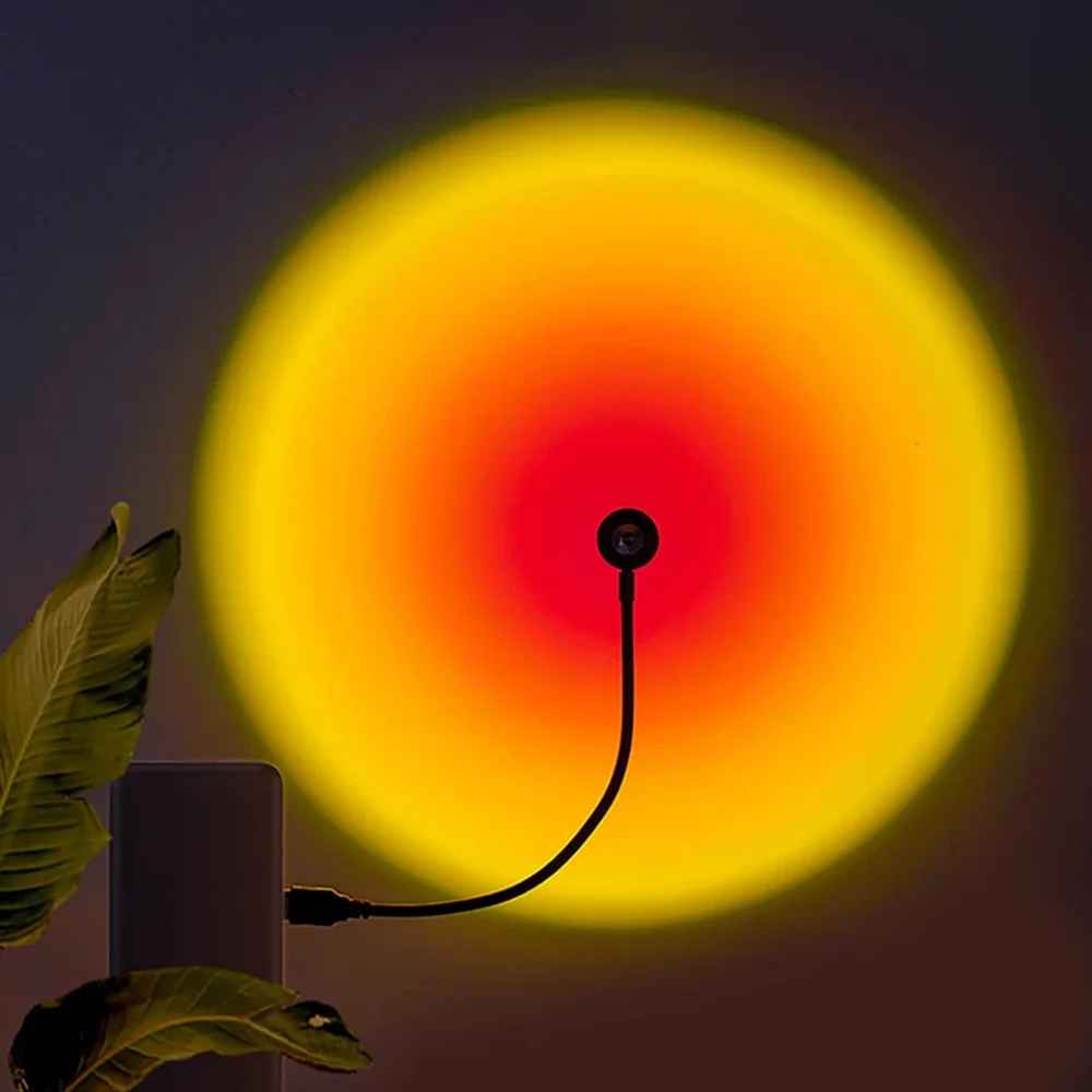 

1x USB Sunset Lamp Rainbow Neon Night Light Projector Photography Wall Atmosphere Lighting Bedroom Room Decor Gift