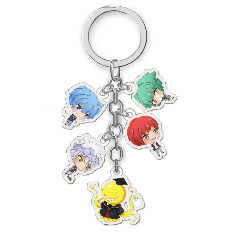 5 in 1 Anime Assassination Classroom Keychain Cartoon Figure Korosensei Shiota Nagisa Kayano Acrylic Pendant Keyring