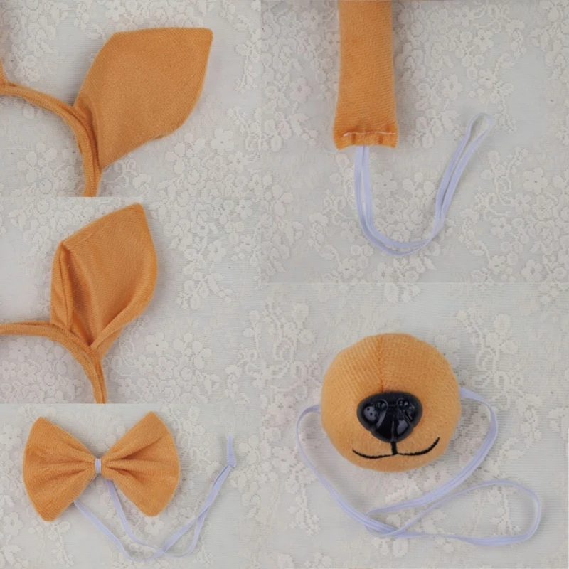 Kängurus Kostüm Set Kängurus Ohr Stirnbänder Schwanz Schnauze Handschuh Tier Cosplays Kostüm für Halloween Weihnachtsfeier
